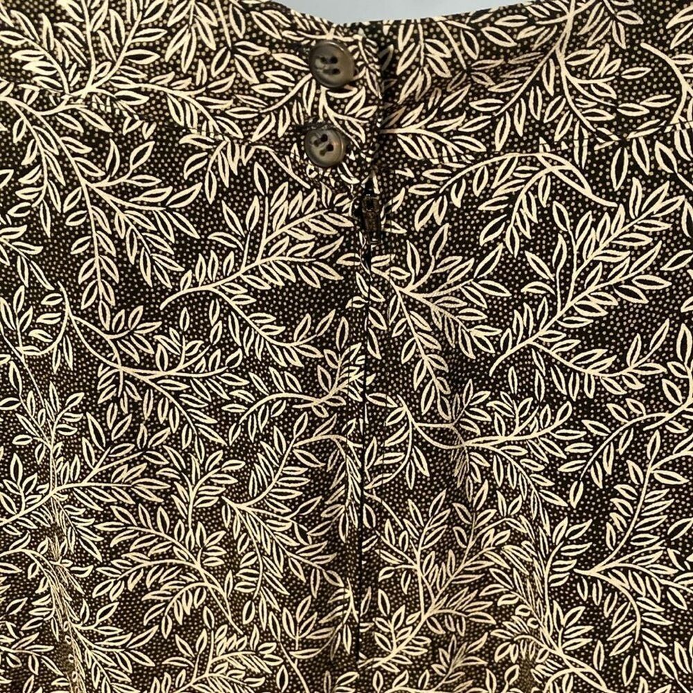 LIZ CLAIBORNE black tan white floral a-line midi skirt 6 - Picture 6 of 7